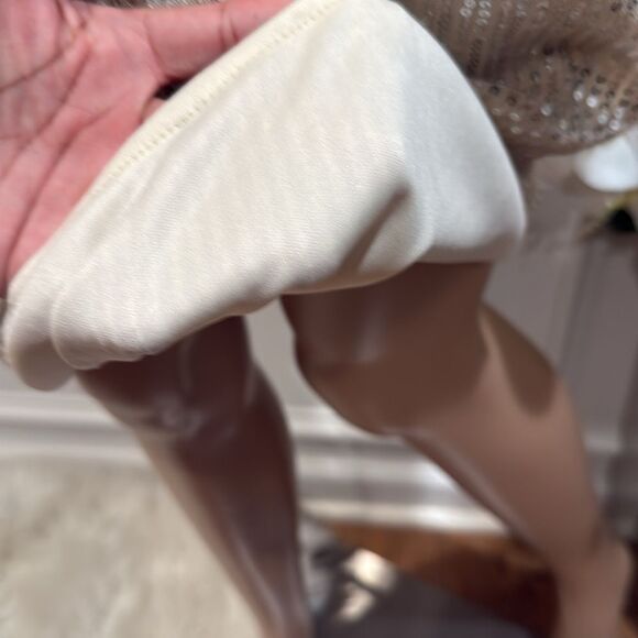 Elegant Sequins Cream One-Shoulder Dress - Picture 6 of 6